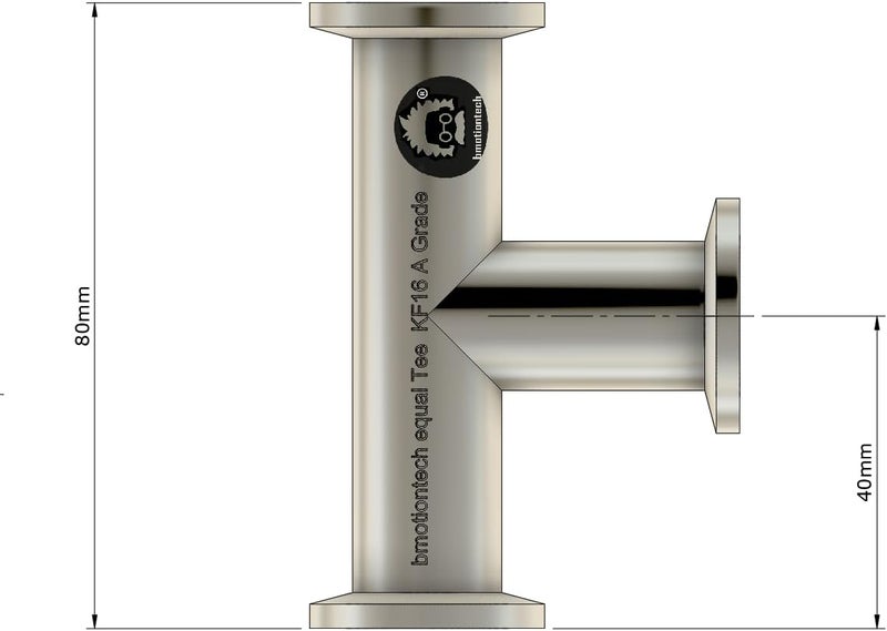 BROWNIAN MOTION TECHNOLOGY bmotiontech superior grade ISO-KF NW16 KF16 Flange Tee Fitting with 3 sets of Aluminum wing nut clamps & O-rings (KF16 Equal TEE w/ 3 clamps) - Image 4